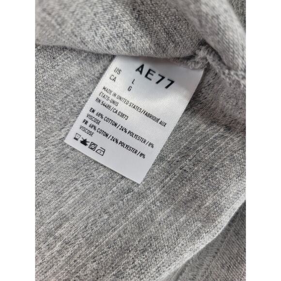 AE77 American Eagle Long Sleeve Crewneck Shirt Sz L Gray Textured Essential USA‎ - Picture 4 of 4